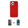 MARSİLYAN™- iPhone 12 Pro Max Kılıf Çekirdek Çizgi - Siyah 18D Cam Ekran Koruyucu + Neon Fosforlu Kamera Lens - SI
