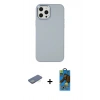 MARSİLYAN™- iPhone 12 Pro Max Kılıf Çekirdek Çizgi - Siyah 18D Cam Ekran Koruyucu + Renkli Kamera Lens Koruma Cam - YL