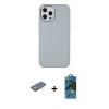 MARSİLYAN™- iPhone 12 Pro Max Kılıf Çekirdek Çizgi - Siyah 18D Cam Ekran Koruyucu + Renkli Kamera Lens Koruma Cam - TU