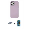 MARSİLYAN™- iPhone 12 Pro Max Kılıf Çekirdek Çizgi - Siyah 18D Cam Ekran Koruyucu + Renkli Kamera Lens Koruma Cam - YL