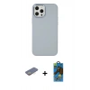MARSİLYAN™- iPhone 12 Pro Max Kılıf Çekirdek Çizgi - Siyah 18D Cam Ekran Koruyucu + Sarı Renkli Kamera Lens Koruma Cam