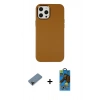 MARSİLYAN™- iPhone 12 Pro Max Kılıf Çekirdek Çizgi - Siyah 18D Cam Ekran Koruyucu + Shine Kamera Lens Koruma Cam - SH