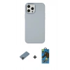 MARSİLYAN™- iPhone 12 Pro Max Kılıf Çekirdek Çizgi - Siyah 18D Cam Ekran Koruyucu + Shine Kamera Lens Koruma Cam - SH