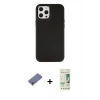 MARSİLYAN™- iPhone 12 Pro Max Kılıf Çekirdek Çizgi - Siyah 20D Premium Cam Ekran Koruyucu + Metal Kamera Lens Koruma Cam - GD