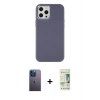 MARSİLYAN™- iPhone 12 Pro Max Kılıf Çekirdek Çizgi - Siyah 20D Premium Cam Ekran Koruyucu + Mavi Neon Fosforlu Kamera Lens