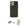 MARSİLYAN™- iPhone 12 Pro Max Kılıf Çekirdek Çizgi - Siyah 20D Premium Cam Ekran Koruyucu + Renkli Kamera Lens Koruma Cam - MI