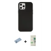 MARSİLYAN™- iPhone 12 Pro Max Kılıf Çekirdek Çizgi - Siyah 20D Premium Cam Ekran Koruyucu + Mavi Shine Kamera Lens Koruma Cam