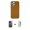 MARSİLYAN™- iPhone 12 Pro Max Kılıf Çekirdek Çizgi - Siyah 20D Premium Cam Ekran Koruyucu + Neon Fosforlu Kamera Lens - TU