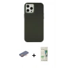 MARSİLYAN™- iPhone 12 Pro Max Kılıf Çekirdek Çizgi - Siyah 20D Premium Cam Ekran Koruyucu + Renkli Kamera Lens Koruma Cam - TU