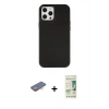 MARSİLYAN™- iPhone 12 Pro Max Kılıf Çekirdek Çizgi - Siyah 20D Premium Cam Ekran Koruyucu + Renkli Kamera Lens Koruma Cam - TU
