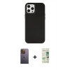 MARSİLYAN™- iPhone 12 Pro Max Kılıf Çekirdek Çizgi - Siyah 20D Premium Cam Ekran Koruyucu + Neon Fosforlu Kamera Lens - SI