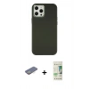 MARSİLYAN™- iPhone 12 Pro Max Kılıf Çekirdek Çizgi - Siyah 20D Premium Cam Ekran Koruyucu + Sarı Renkli Kamera Lens Koruma Cam