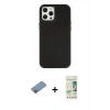 MARSİLYAN™- iPhone 12 Pro Max Kılıf Çekirdek Çizgi - Siyah 20D Premium Cam Ekran Koruyucu + Shine Kamera Lens Koruma Cam - PE