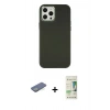 MARSİLYAN™- iPhone 12 Pro Max Kılıf Çekirdek Çizgi - Siyah 20D Premium Cam Ekran Koruyucu + Renkli Kamera Lens Koruma Cam - YL