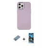 MARSİLYAN™- iPhone 12 Pro Max Kılıf Çekirdek Çizgi - Siyah 34D Izgaralı Cam + Shine Kamera Lens Koruma Cam - GI