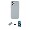 MARSİLYAN™- iPhone 12 Pro Max Kılıf Çekirdek Çizgi - Siyah 34D Izgaralı Cam + Shine Kamera Lens Koruma Cam - GI