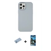 MARSİLYAN™- iPhone 12 Pro Max Kılıf Çekirdek Çizgi - Siyah 34D Izgaralı Cam + Shine Kamera Lens Koruma Cam - MI