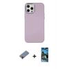MARSİLYAN™- iPhone 12 Pro Max Kılıf Çekirdek Çizgi - Siyah 34D Izgaralı Cam + Metal Kamera Lens Koruma Cam - KI