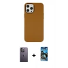 MARSİLYAN™- iPhone 12 Pro Max Kılıf Çekirdek Çizgi - Siyah 34D Izgaralı Cam + Neon Fosforlu Kamera Lens - BZ
