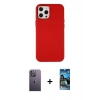MARSİLYAN™- iPhone 12 Pro Max Kılıf Çekirdek Çizgi - Siyah 34D Izgaralı Cam + Neon Fosforlu Kamera Lens - BZ