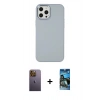 MARSİLYAN™- iPhone 12 Pro Max Kılıf Çekirdek Çizgi - Siyah 34D Izgaralı Cam + Neon Fosforlu Kamera Lens - SI