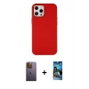 MARSİLYAN™- iPhone 12 Pro Max Kılıf Çekirdek Çizgi - Siyah 34D Izgaralı Cam + Neon Fosforlu Kamera Lens - SI