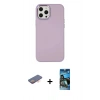 MARSİLYAN™- iPhone 12 Pro Max Kılıf Çekirdek Çizgi - Siyah 34D Izgaralı Cam + Renkli Kamera Lens Koruma Cam - TU
