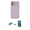 MARSİLYAN™- iPhone 12 Pro Max Kılıf Çekirdek Çizgi - Siyah 34D Izgaralı Cam + Renkli Kamera Lens Koruma Cam - SI