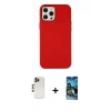 MARSİLYAN™- iPhone 12 Pro Max Kılıf Çekirdek Çizgi - Siyah 34D Izgaralı Cam + Shine Kamera Lens - GD