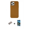 MARSİLYAN™- iPhone 12 Pro Max Kılıf Çekirdek Çizgi - Siyah 34D Izgaralı Cam + Shine Kamera Lens Koruma Cam - SABE