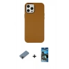 MARSİLYAN™- iPhone 12 Pro Max Kılıf Çekirdek Çizgi - Siyah 34D Izgaralı Cam + Shine Kamera Lens Koruma Cam - SH