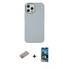 MARSİLYAN™- iPhone 12 Pro Max Kılıf Çekirdek Çizgi - Siyah 34D Izgaralı Cam + Shine Kamera Lens Koruma Cam - SABE