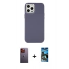 MARSİLYAN™- iPhone 12 Pro Max Kılıf Çekirdek Çizgi - Siyah 34D Izgaralı Cam + Neon Fosforlu Kamera Lens - TU