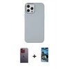 MARSİLYAN™- iPhone 12 Pro Max Kılıf Çekirdek Çizgi - Siyah 34D Izgaralı Cam + Neon Fosforlu Kamera Lens - TU