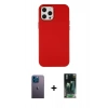 MARSİLYAN™- iPhone 12 Pro Max Kılıf Çekirdek Çizgi - Siyah 360 Mat Full Body Arka Koruyucu + Neon Fosforlu Kamera Lens - MI