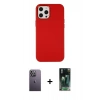 MARSİLYAN™- iPhone 12 Pro Max Kılıf Çekirdek Çizgi - Siyah 360 Mat Full Body Arka Koruyucu + Neon Fosforlu Kamera Lens - BZ