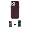 MARSİLYAN™- iPhone 12 Pro Max Kılıf Çekirdek Çizgi - Siyah 360 Mat Full Body Arka Koruyucu + Neon Fosforlu Kamera Lens - MI