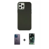 MARSİLYAN™- iPhone 12 Pro Max Kılıf Çekirdek Çizgi - Siyah 360 Mat Full Body Arka Koruyucu + Neon Fosforlu Kamera Lens - MI
