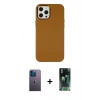 MARSİLYAN™- iPhone 12 Pro Max Kılıf Çekirdek Çizgi - Siyah 360 Mat Full Body Arka Koruyucu + Neon Fosforlu Kamera Lens - MI