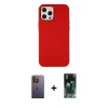 MARSİLYAN™- iPhone 12 Pro Max Kılıf Çekirdek Çizgi - Siyah 360 Mat Full Body Arka Koruyucu + Neon Fosforlu Kamera Lens - SI