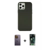 MARSİLYAN™- iPhone 12 Pro Max Kılıf Çekirdek Çizgi - Siyah 360 Mat Full Body Arka Koruyucu + Neon Fosforlu Kamera Lens - SI