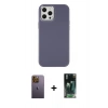 MARSİLYAN™- iPhone 12 Pro Max Kılıf Çekirdek Çizgi - Siyah 360 Mat Full Body Arka Koruyucu + Neon Fosforlu Kamera Lens - SI