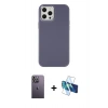 MARSİLYAN™- iPhone 12 Pro Max Kılıf Çekirdek Çizgi - Siyah 3D Antistatik Cam Ekran Koruyucu + Neon Fosforlu Kamera Lens - BZ