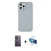 MARSİLYAN™- iPhone 12 Pro Max Kılıf Çekirdek Çizgi - Siyah 3D Antistatik Cam Ekran Koruyucu + Neon Fosforlu Kamera Lens - BZ