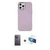 MARSİLYAN™- iPhone 12 Pro Max Kılıf Çekirdek Çizgi - Siyah 3D Antistatik Cam Ekran Koruyucu + Neon Fosforlu Kamera Lens - BZ
