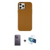 MARSİLYAN™- iPhone 12 Pro Max Kılıf Çekirdek Çizgi - Siyah 3D Antistatik Cam Ekran Koruyucu + Neon Fosforlu Kamera Lens - BZ