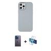 MARSİLYAN™- iPhone 12 Pro Max Kılıf Çekirdek Çizgi - Siyah 3D Antistatik Cam Ekran Koruyucu + Mavi Neon Fosforlu Kamera Lens