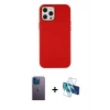 MARSİLYAN™- iPhone 12 Pro Max Kılıf Çekirdek Çizgi - Siyah 3D Antistatik Cam Ekran Koruyucu + Mavi Neon Fosforlu Kamera Lens