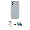 MARSİLYAN™- iPhone 12 Pro Max Kılıf Çekirdek Çizgi - Siyah 3D Antistatik Cam Ekran Koruyucu + Shine Kamera Lens - LT