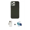 MARSİLYAN™- iPhone 12 Pro Max Kılıf Çekirdek Çizgi - Siyah 3D Antistatik Cam Ekran Koruyucu + Shine Kamera Lens - GD